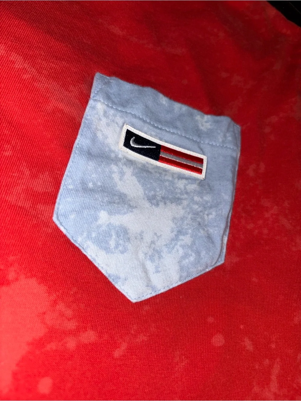 Nike Red Short Sleeve Tee with Light Blue Pocket